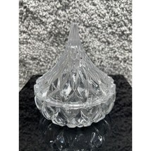 Clear Crystal Glass Crystal Hershey Kiss Mini Candy Dish With Cover 4.5&quot;X5&quot; - £11.93 GBP