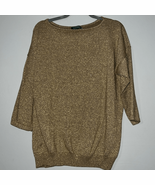 Lauren Ralph Lauren Sweater Gold Metallic 3/4 Sleeve Scoop Neck 2X - €16,90 EUR