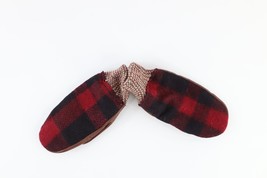 Vtg 40s 50s Boys Size 8 Wool Leather Winter Snow Mittens Gloves Buffalo Plaid - £26.74 GBP