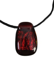 Vintage Blown Art Glass Blood Red Foil Necklace Pendant on Cord Choker 1... - $14.80