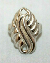 Silver Swirl Top Cover Costume Fashion Ring Size 8 Large Top Metal Chunky Twist - £6.84 GBP