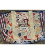 Brighton Mini Tote Bag Red White and You Canvas With Hearts and Love New... - $69.02 CAD