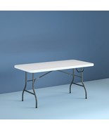 Folding Table 6-Foot Centerfold White Picnic Camping Portable Plastic Me... - £64.09 GBP