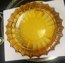 Vintage Blenko Large 10&quot; Amber Glass Ashtray Mid Century Starburst - $37.05