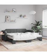 Daybed with Trundle and Mattresses Dark Grey 90x190 cm Fabric - £353.47 GBP