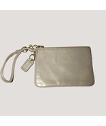 Coach Small Wristlet Pouch In Shimmering Pearl White Leather Hardware Zi... - $37.40