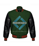 Top American Letterman College Varsity Jacket &amp; Real Black Leather Sleev... - $135.38 CAD