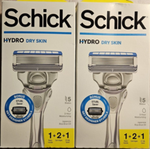 Two (2) Schick Hydro Dry Skin 5 Blade Razor with 2 Cartridges - £11.93 GBP