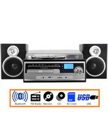 New Trexonic Vinyl Turntable Stereo System w/ CD Player Radio Bluetooth ... - $142.29