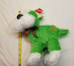 NEW 12&quot; Softouch Soft Touch Plush CUTE Green Christmas Dog with Bow  - $23.28