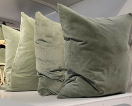 Ikea SANELA Pillow Cushion Cover 20&quot; x 20&quot; Velvet Cotton Gray-Green 1 pc  New - £14.28 GBP