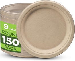 100% Compostable Paper Plates Heavy Duty - 150 Pack Biodegradable Disposable - £26.14 GBP