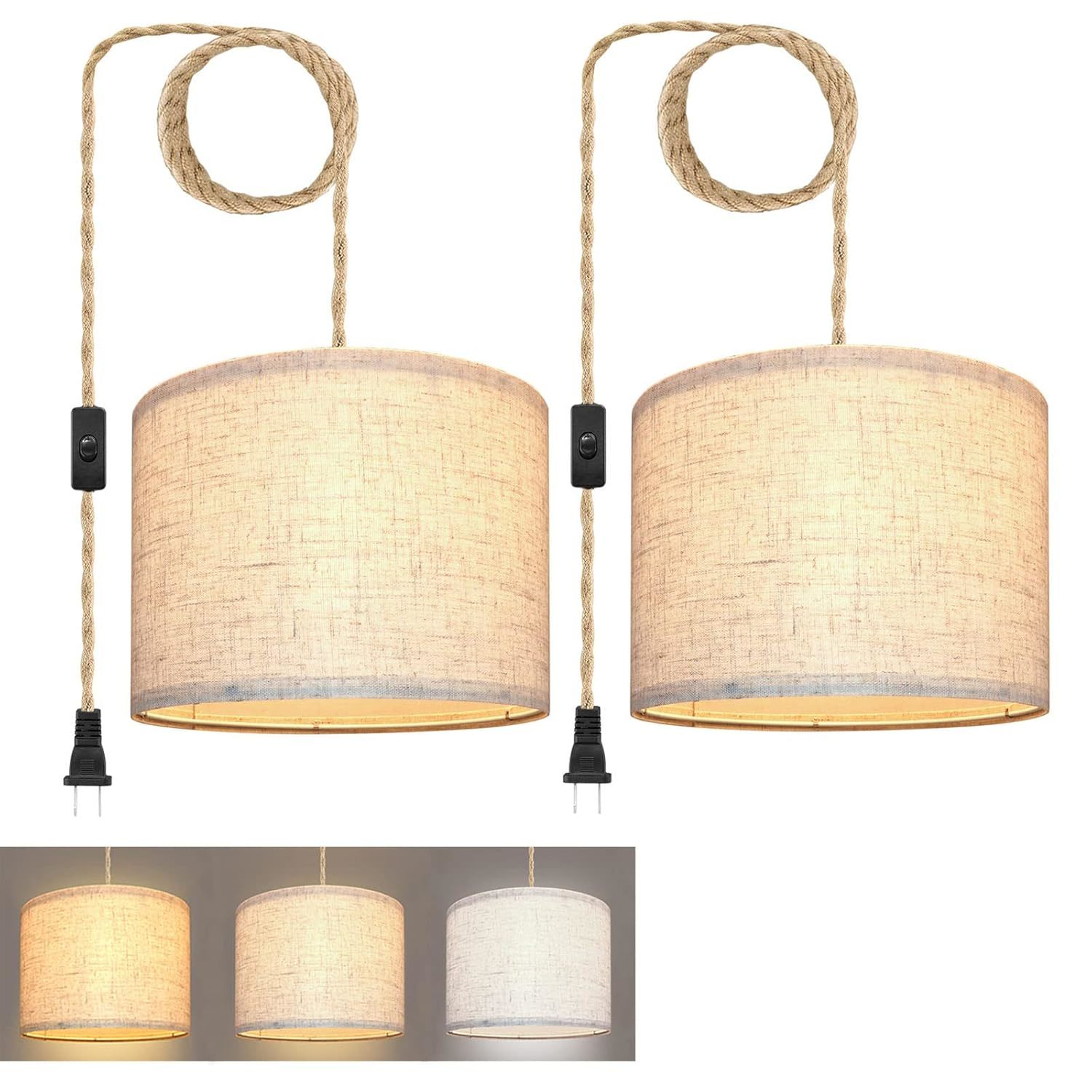 Plug In Pendant Light, Hanging Lights With Plug In Cord, Hanging Lamp With 15Ft