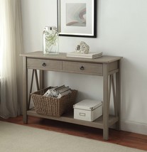 Console Sofa Table Two Drawers Storage Shelf Wood Rustic 31in. Tall Entryway - £134.97 GBP