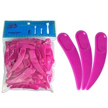 100Pcs Pink Curved Boomerang Plastic Makeup Cosmetic Spatula Scoop - £12.74 GBP