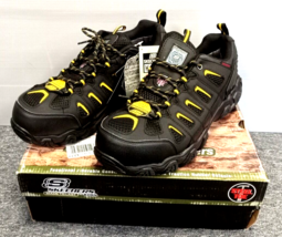 Men&#39;s Skechers Work Blais Steel Toe Lace Up Black/Yellow 11.5 M Work Shoe - £44.63 GBP