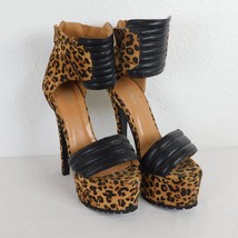 Ami Clubwear Women Leopard Print Platform Shoe Zip Sz 9 Sexy 6.5&quot; Stilet... - £46.25 GBP