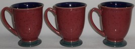 Set (3) Denby Harlequin Pattern Footed 8 Oz Mugs Made In England - £46.79 GBP