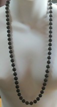 Vintage Signed MONET Long Black Plastic Bead Necklace Patented 31&quot; - £18.64 GBP