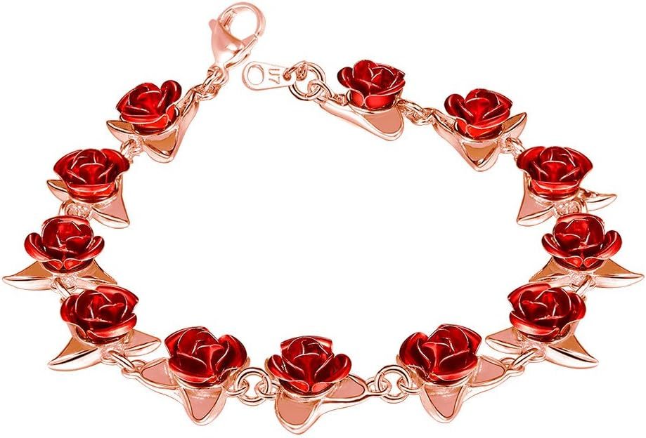 Rose Flower Charm Bracelet - £22.33 GBP