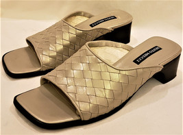 Made in Italy Sesto Meucci Slides Sandals Size-9M Gold Woven Leather - £31.30 GBP