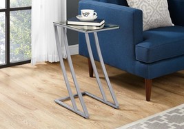 C-Shaped Accent Table: Modern End, Side &amp; Snack Table w/Glass Top - $1,356.82 MXN