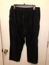 Lands End Womens SZ Large Elastic Waist Pull On Cropped Corduroy Pants Black - £5.91 GBP