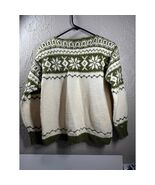 Handmade Fair Isle Nordic Style Sweater Womens Green Cream Size Small - $998.86 MXN
