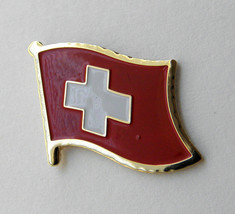 SWITZERLAND SWISS INTERNATIONAL COUNTRY SINGLE FLAG LAPEL PIN BADGE 3/4 ... - $5.64