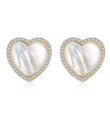 18k Gold Mother-Of-Pearl Heart Earrings - $60.00