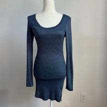 Michael Stars Blue Shimmer Long Sleeve Body-Con Dress - $29.02