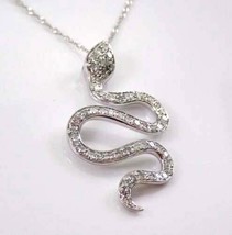 0.90Ct Diamante Rotondo Unico Serpente Ciondolo 14k Bianco Finitura Oro - £102.86 GBP