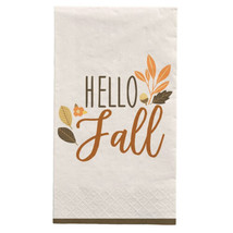 Hello Fall 16 Ct Guest Napkins Paper Thanksgiving Fall Autumn - £5.55 GBP