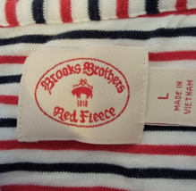 Brooks Brothers Red Fleece Striped Polo Red &amp; Blue Cotton Size Large - £18.60 GBP