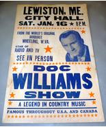 DOC WILLIAMS COUNTRY MUSIC SHOW 14 x 22 POSTER LEWISTON MAINE #1 - $49.95