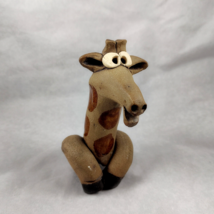 Giraffe Coil Clay Sculpture Artist Studio Handmade Pottery USA Whimsical... - $37.39