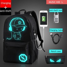 Luminous USB Cartoon Backpack Night Lighting School Bag For Teenage Boy Girl Men - £45.86 GBP