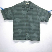 Tommy Bahama Men's Large Green Floral Silk Button Down Camp Aloha Shirt Euc Palm - £22.45 GBP