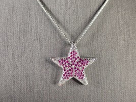 Womens Sterling Silver Star Pendant W/ Necklace 7.0g E4714 - $49.50