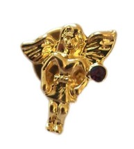 Guardian Angel Tie Tack Lapel Pin Gold Tone Rhinestone Brooch Religious Vintage  - £7.86 GBP