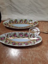 Set of 2 Victorian Courting Scenes Porcelain Trinket Candy Dish Japan 10... - $11.12