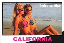Twice as Nice California girls Postcard Risque Ocean 90&#39;s 80&#39;s Pinup Beach - £9.01 GBP
