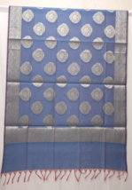 Banarasi Blue Semi Cotton Silk Dupatta for Women Fancy Designer Scarf for Girls - £15.25 GBP
