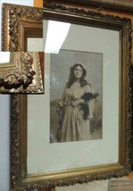 Rococo Picture Frame 24&quot;x17&quot; 20&quot;x13&quot; ornate gold gesso ANTIQUE 19th Victorian - £179.84 GBP