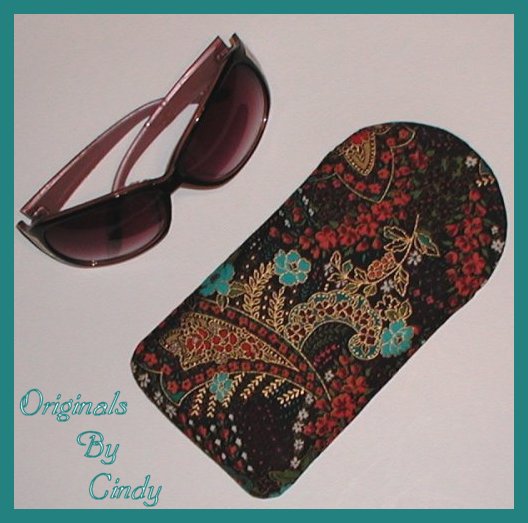 Primary image for Paisley Sunglasses Case Turquoise Brown Flowers Coral Olive Gold Sunglass