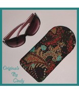 Paisley Sunglasses Case Turquoise Brown Flowers Coral Olive Gold Sunglass - $10.00