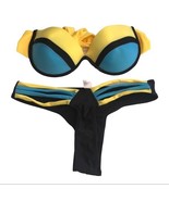 Yellow teal black sexy thong two piece bikini set  women&#39;s size 10 S/M - €24,63 EUR