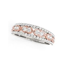 14k white and rose gold diamond infinity ring/double diamond infinity design wed - £1,502.81 GBP