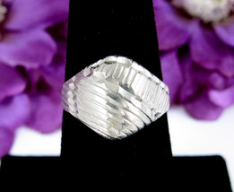Vintage Sterling Silver RING Sharp Diagonal CUTS Lines 925 Hand Crafted ... - £16.41 GBP