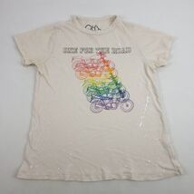 CHA SOR Womens Size Large T Shirt Beige One For The Road Motorcycle - $7.90